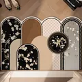 Elegante zerbino vintage in pelle PVC con motivi floreali e archi geometrici - Stile Metà Secolo Irregolare S