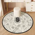 Elegante tappeto rotondo floreale con fondo antiscivolo e design Happy Every Day - Tappetino con Stampa Floreale