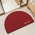 Alfombra de baño semicircular roja de tierra de diatomeas con rayas y absorbente - 40*60cm / Semicircular / Ajuste regular / Rojo