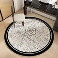 Round Chanel-style camellia area rug for bedroom vanity and dressing room decoration - Diameter 60cm / Light Luxury