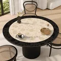 French round PVC leather table mat with floral pattern, waterproof and heat resistant. - Diameter 40CM / French Round Placemat - Model E