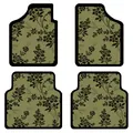 Universal-Automatten 4er-Set mit olivgrünem Hintergrund und schwarzem Rosenblumenmuster - Üppiges Grün