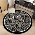 Round tweed style rug with rose pattern for makeup vanity area - Diameter 60cm / Tweed Luxury