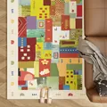 Colorful Moroccan style ethnic rug with patchwork geometric patterns for living room - Custom / Ethnic Floral Style