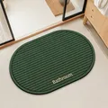 Alfombra de baño ovalada verde de tierra de diatomeas con rayas y texto Bathroom - 40*60cm / Ovalado / Lodo de Diatomeas Estándar / Verde
