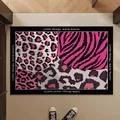 Modern leopard and zebra print non-slip entry mat for luxury home entrance decor - 45x75cm / Cool Pink Leopard