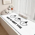 Creamy style velvet bay window mat with cute cartoon bears and 'Nice to meet you' text - 40*80cm / Cream Cartoon Style J