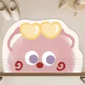 Cute pink cartoon character non-slip bathroom mat with yellow heart decorative patterns - 40x60cm Standard Diatom Mud / Pink Heart-Eyes (Style H)