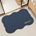 Alfombra de baño antideslizante de tierra de diatomeas con forma de nube y rayas - 40*60cm / Forma de onda / Ajuste regular / Azul