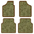 Set aus 4 universellen PVC-Autofußmatten mit einem Vintage-Narzissen-Blumenmuster - Luxusgrün