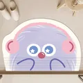 Cute purple cartoon character bath mat with pink headphones for bathroom entryway - 40x60cm Standard Diatom Mud / Purple (Cartoon Hairball Style I)