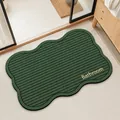 Alfombrilla de baño absorbente de tierra de diatomeas verde con rayas y texto Bathroom - 40*60cm / Forma de onda / Lodo de Diatomeas Estándar / Verde