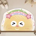 Semicircle absorbent bathroom mat featuring a cute cartoon girl with a rainbow and stars - 40x60cm Standard Diatom Mud / Pink (Cartoon Hairball Style J)