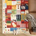 Moroccan style patchwork rug with vibrant dopamine colors and ethnic patterns for living room - Custom / Moroccan Patchwork