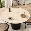 French round PVC waterproof table mat featuring a beige floral pattern for home decor - Diameter 40CM / Style I