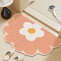 Alfombra de baño estética con forma de margarita melocotón, antideslizante y absorbente - Estilo Engrosado Mejorado (Rosa Encantador) / 40*60cm / Rosa Encantador