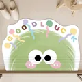 Cute cartoon green monster non-slip bath mat with Good Luck text for bathroom decor - 40*60cm (Normal Diatomite) / Fruit Green (Cartoon Hairball Style K)