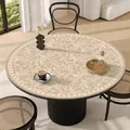 Elegant French round PVC leather table mat with vintage floral damask pattern, waterproof - Diameter 40CM / French Style Round Placemat - Style J