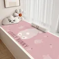 Premium pink Belgian velvet bay window mat featuring a cute Lovely Bunny cartoon design - 40*80cm / Cream Cartoon Style-N (Bunny Pattern)