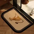 Tappetino da bagno assorbente vintage con motivo leopardo e testo Relax, antiscivolo - Grandi Angoli Arrotondati / 40x60cm (2.5mm Standard) / Leopardo