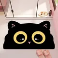 Cute black cat shaped diatomaceous earth bathroom mat with non-slip backing - 40*60cm / Alert Ear Cat