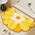 Alfombrilla de baño de tierra de diatomeas con forma de flor amarilla y antideslizante - Estilo engrosado mejorado / 40*60cm / Crisantemo Dorado