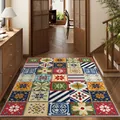 Ethnic style patchwork non-slip entrance mat in soft Belgian velvet for home decor - 40*60cm / Vibrant Tapestry