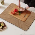 Alfombrilla de cocina absorbente imitación madera para encimeras con textura antideslizante - Versión de Cuero Absorbente / 30x40cm / Madera Marrón Medio