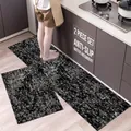 Non-slip absorbent kitchen mat set featuring a modern black and white abstract pattern - 40x60cm / Black Geometric