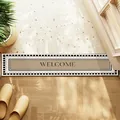 Paillasson de bienvenue antidérapant moderne avec bordure à carreaux pour l'entrée maison - 20x60cm / Damier Bienvenue (B)