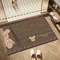 Tappetino da bagno assorbente marrone effetto legno con orsetto e scritta coraggio - Versione in Pelle Assorbente / 40x60cm / Grana del legno Orso violento