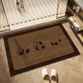 Tappeto bagno effetto legno con graziose illustrazioni di panda per l'arredo - Versione in Pelle Assorbente / 40x60cm / Grana del legno Panda-A