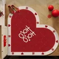 Traditional heart-shaped red wedding doormat with anti-slip TPR backing and festive patterns - 60*60cm / Heart Entrance Mat - Pattern A