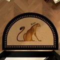 Paillasson demi-cercle vintage avec illustration de guépard et texte Relax décoratif - Léopard - Demi-cercle