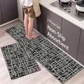 High-quality absorbent 2-piece set of abstract black and white checkered kitchen mats - 40x60cm / Black Tone