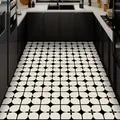 Modern black and white geometric PVC kitchen mat, waterproof and anti-slip floor runner - 40x60cm / Star Array Geometric Pattern