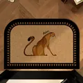 Paillasson demi-lune vintage avec illustration de guépard et texte Relax pour entrée - Léopard - Grand Coin Arrondi