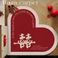 Red heart-shaped wedding doormat with non-slip TPR backing and Double Happiness design - 60*60cm / Heart Entrance Mat - Pattern B