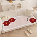 Cream style floral sofa cushion with red flowers and Have A Nice Day slogan - 40*40cm / Fresh Nier Style-D (Creamy Pink & White with Red Flowers)