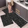 2-piece abstract black and white grid diatom mud absorbent non-slip kitchen mat set - 40x60cm / Intricate Pattern