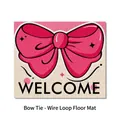 Pink bow-knot welcome entrance floor mat with PVC silk ring anti-slip texture and durable design - 40*60cm / Large Pink Bowknot Style (B)