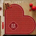 Heart-shaped red wedding entrance rug with anti-slip TPR backing and festive pattern - 60*60cm / Heart Entrance Mat - Pattern C