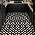 Modern black and white geometric pattern PVC kitchen floor mat, anti-slip and oil-proof - 40*60cm / Old Money Style