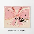 Pink bowknot entry door mat with Welcome Home text and anti-slip silk loop texture - 40*60cm / Pink Welcome Home Bowknot Style (C)
