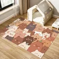 PVC pet floor mat with a cute cartoon cat pattern for non-slip and wipeable protection - Meow Cat Group-B