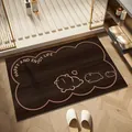 Tappetino da bagno assorbente marrone scuro effetto legno con simpatici capibara - Versione regolare in terra di diatomee / 40x60cm / Grana del legno Capibara-B