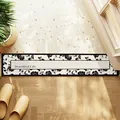 Tapis de sol antidérapant en cuir avec motif floral noir et blanc et texte imprimé - 20x60cm / Motif Floral - Beautiful Life (F) / Noir et Blanc
