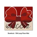 Red bow silk loop floor mat with Welcome text and non-slip PVC backing - 40*60cm / Red Bowknot and Welcome Style (E)