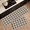 Set di tappetini da cucina in PVC con motivo a stelle retrò, tappeti impermeabili e antiscivolo - 40*60cm / Griglia Floreale Tricolore