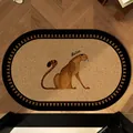 Tappetino da bagno ovale antiscivolo stile vintage con stampa ghepardo per casa ed interni - Ellisse / 40x60cm (2.5mm Standard) / Leopardo